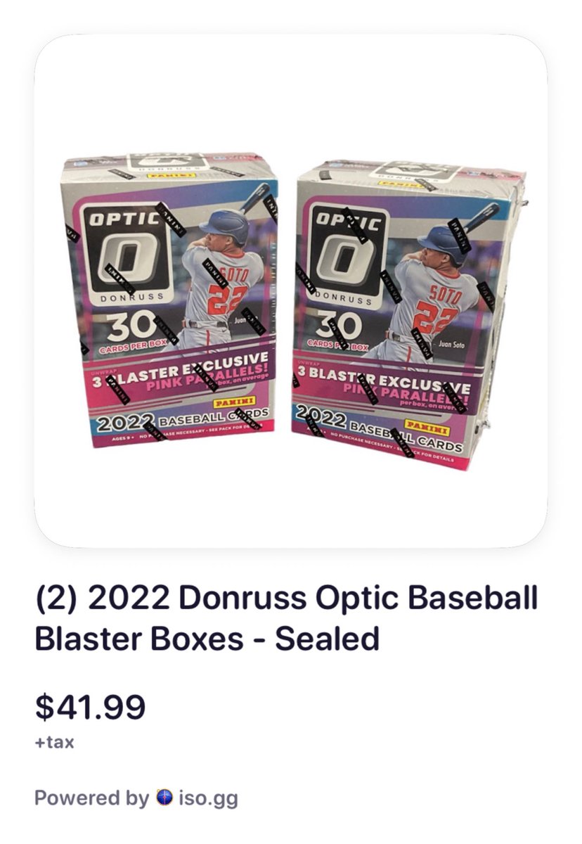 BuckCityBreaks's tweet photo. 2️⃣ 2022 Donruss Optic Baseball Blaster Box lot!

Multiple available - Free Shipping!

#bcb 3035: Follow and reply with #bcb to claim and purchase! https://t.co/lycTS7BaZS