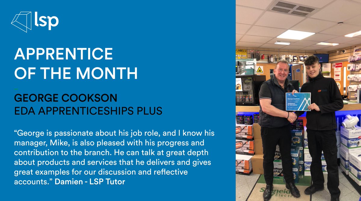 A huge well done to George, our November Apprentice of the Month! George has now received this award twice since starting his Level 2 Trade Supplier Apprenticeship in 2021 👏 

Read the full nomination from George's Tutor, Damien: ow.ly/ZHeM50Mp7rL