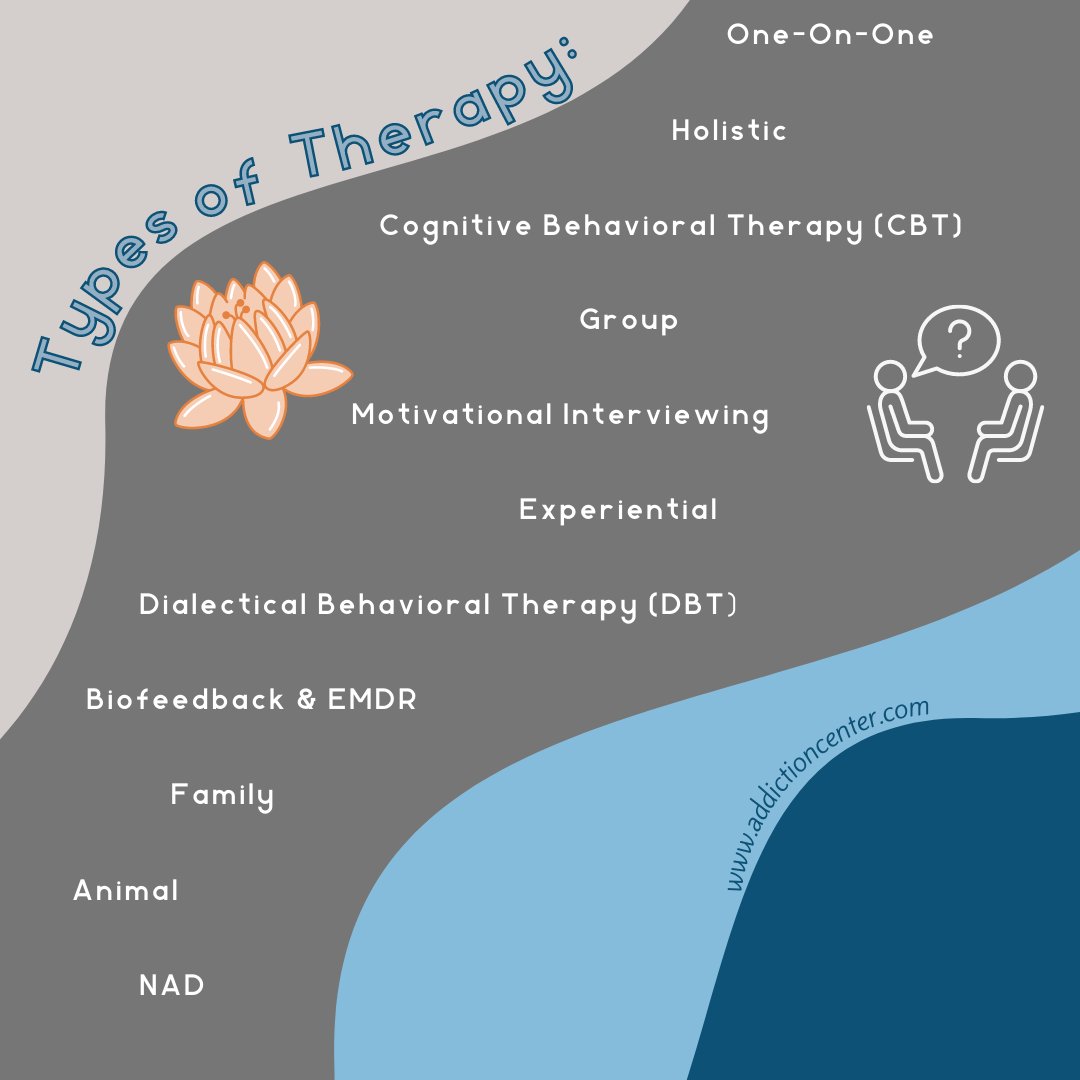 Did you know that there are many types of therapy? Understanding your feelings and thought patterns helps you improve your relationship with yourself and others.

Curious about therapy in addiction recovery? Dial 870-341-8976 to speak with a treatment provider.

 #addictioncenter