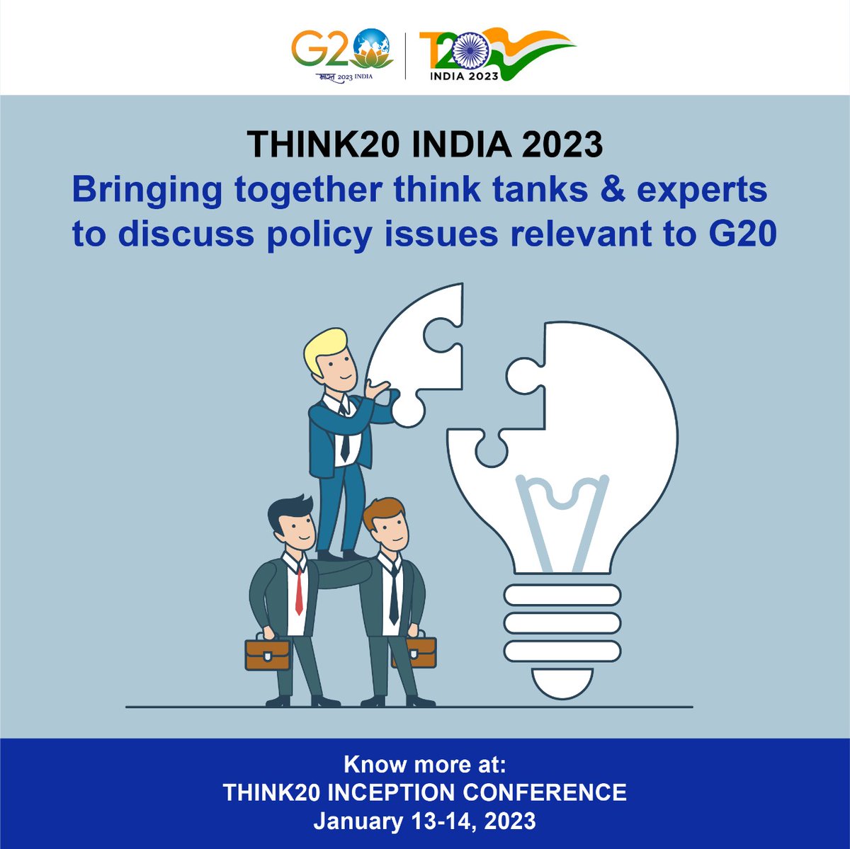 #G20India's 1st Engagement Group Meeting today!

#T20 Inception Conference begins today with addresses by Minister <a href="/HardeepSPuri/">Hardeep Singh Puri</a>, Sherpa <a href="/amitabhk87/">Amitabh Kant</a>, <a href="/NITIAayog/">NITI Aayog</a> VC <a href="/sumanbery/">Suman Bery</a> &amp; <a href="/T20org/">T20 South Africa</a> Chair <a href="/SujanChinoy/">Sujan Chinoy</a> 

Register here to watch live: cutt.ly/J2HDvpI

<a href="/ORF/">ORF</a> <a href="/RIS_NewDelhi/">RIS</a>