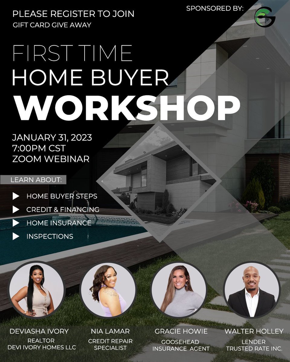 DGoldenSharpest's tweet photo. FIRST TIME HOME BUYER WORKSHOP! 🤩
January 31st @7pm Central Time! Via Zoom! 

Please register in advance by clicking the link below:
⬇️⬇️⬇️
https://t.co/3QSYWWrWsr

#homebuyers #workshop #firstimehomebuyer #texas #dallas #austin #houston #creditrepair #lending #residential https://t.co/H8klaip8oh