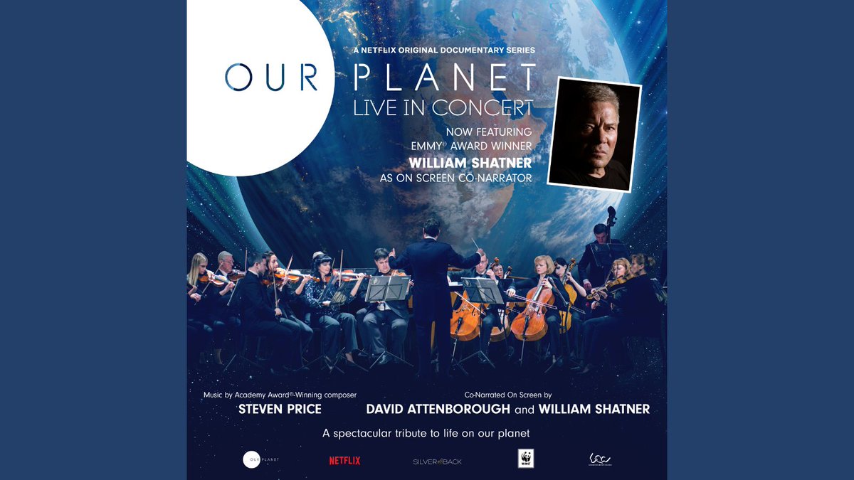 NIACCPALS's tweet photo. BIG NEWS from Our Planet Live in Concert! Emmy Award-winning actor William Shatner will provide special on-screen co-narration alongside David Attenborough. This concert, featuring all-new orchestrations by Oscar-winning composer Steven Price, will be here Sunday, March 19! https://t.co/43bAqvIb66
