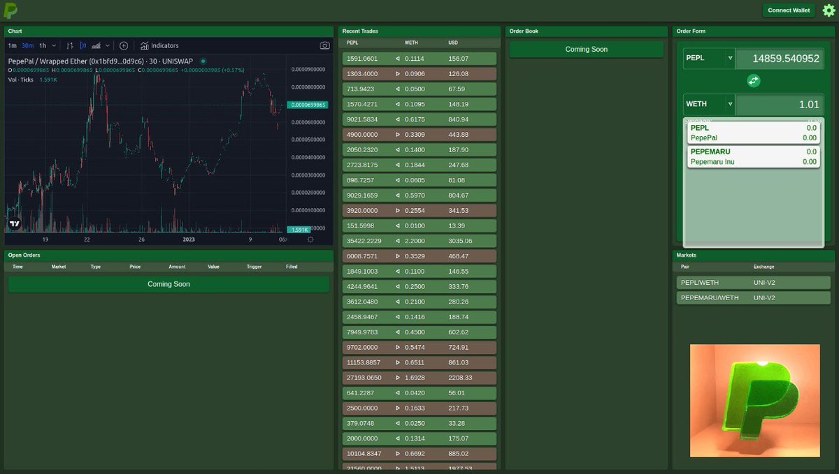 PepePalOfficial's tweet photo. #CEX development update.

Quotes fetch bi-directionally, EXACT_INPUT or EXACT_OUTPUT modes, depending on which input was altered.

Getting there, frens. 11 days left until #PepeX is live.

Become a fren, join us!
https://t.co/UiZrrDgYw2

#PEPL #web3community #cryptomarket https://t.co/cX2UFVpLgT