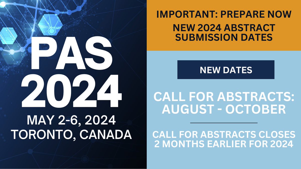 PASMeeting's tweet photo. Guess what, PAS abstract submitters?! 
No more submission deadline after the holidays! 

NEW to #PAS2024: The Call for Abstracts will take place between August - October! https://t.co/RfjhVb44DX
