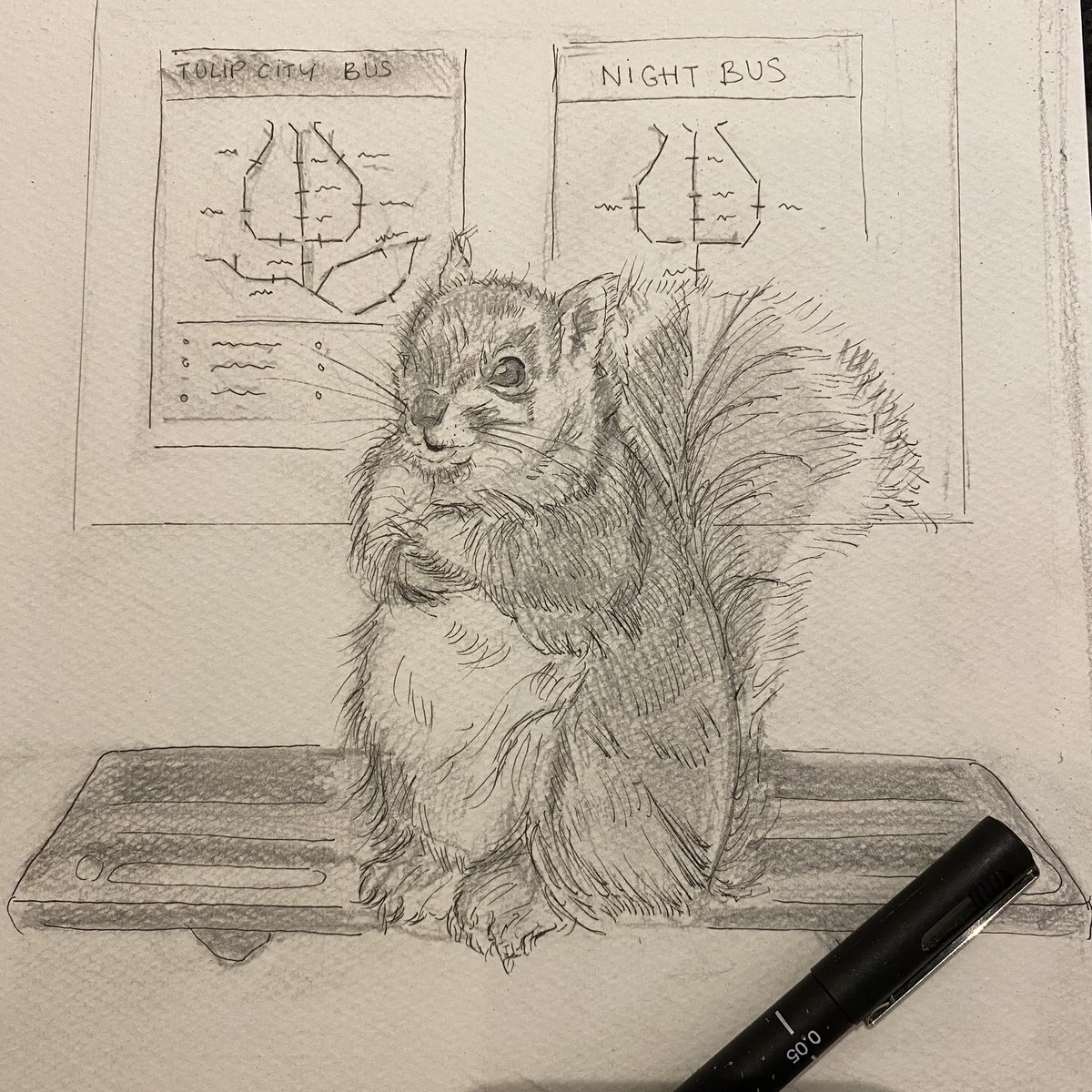 wandtlsart's tweet photo. squirrel waiting for the bus in progress 🌱 https://t.co/zOvvxKNzuX