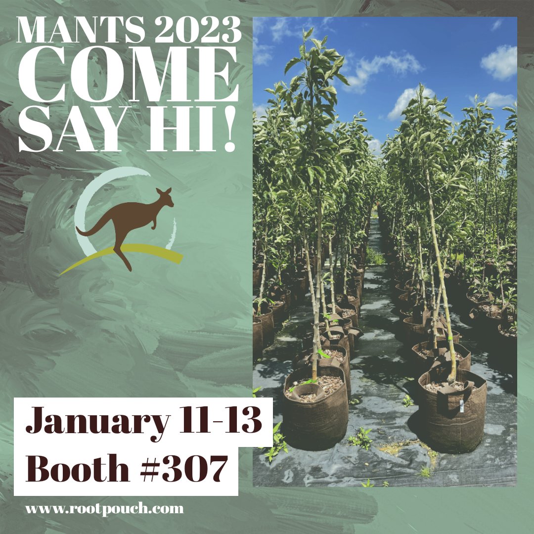 RootPouch's tweet image. Day 2 of #MANTS2023 is here! Come by Booth 307 and ask us your questions and get a sample! 

#nursery #trees #horticulture