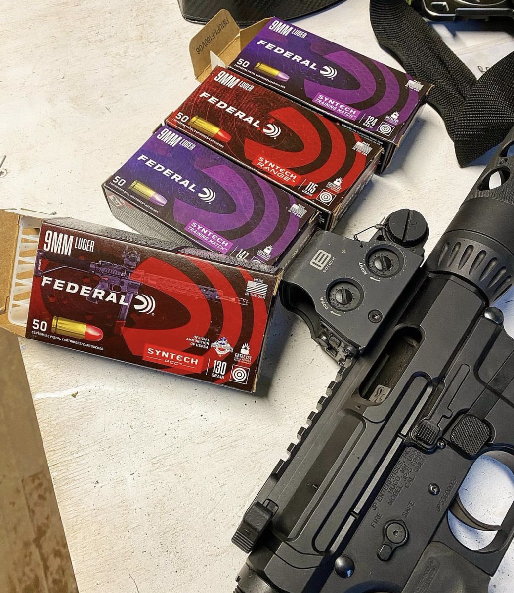 FederalPremium's tweet photo. Why pick one when you can choose both?!  ❤️ 💜 

#Syntech #FederalAmmo #9mm #AtTheRange https://t.co/1LltqH3u8V