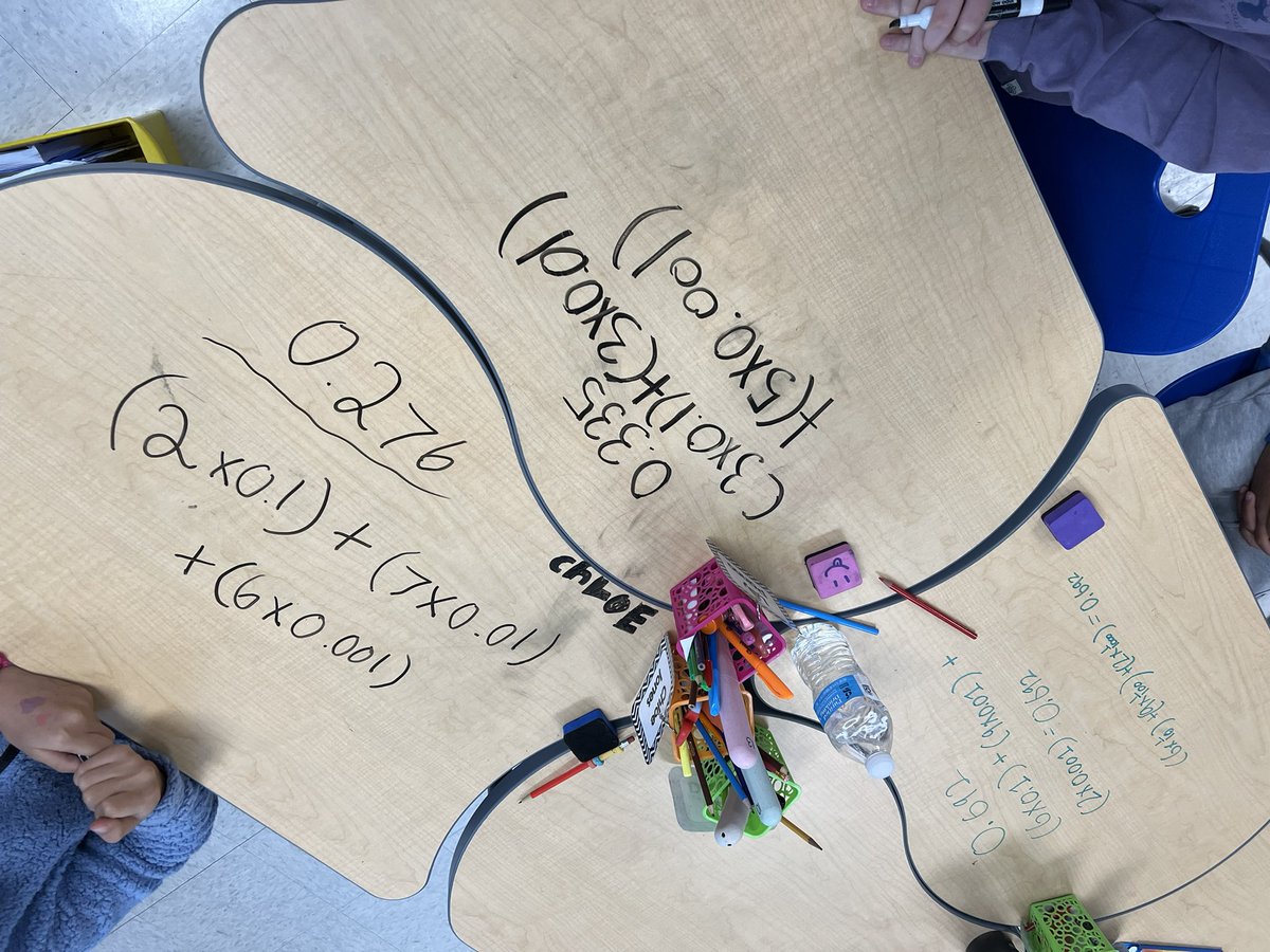 MsBennettROSA's tweet photo. Working on our desk to get a better understanding of expanded form with decimals. @ROSArockets @ROSAMrsEller @DanaSbardella https://t.co/hhs7zRRLYa