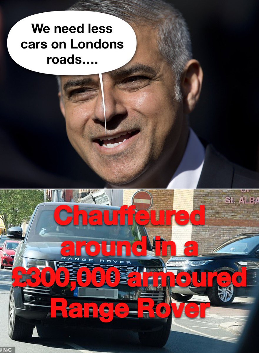 TottenhamConse1's tweet photo. Khan just tweeted:  

“Last year, drivers in London spent 156 hours in traffic, We urgently need to shift local trips from cars to more efficient modes.”

Says the man who travels everywhere in his chauffeur-driven Range Rover 😂🙄. #Hypocrisy #greenwashing #sadiqkhan https://t.co/B7koCjWgkf