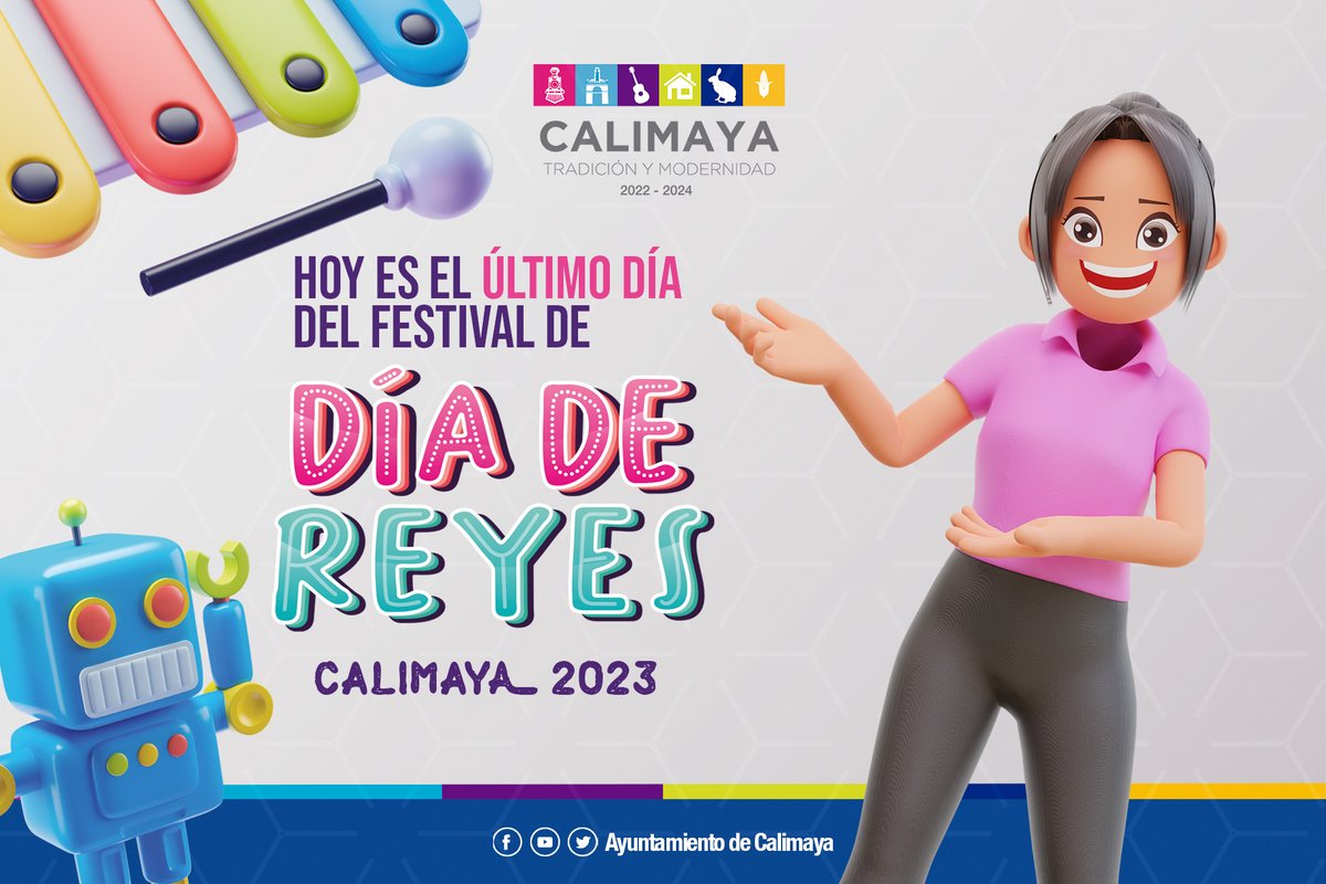 🔵 ¡Hoy es el #último día!
Te invitamos a #celebrar con nosotros el "Día de Reyes" ⚽️🎮🎳; en todas las comunidades.
¡No Faltes; habrá muchas sorpresas!
#TradiciónYModernidad #DíaDeReyesCalimaya2023 #RegalandoSonrisas