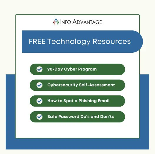 InfoAdvInc's tweet image. Here are just a handful of some of the many FREE technology resources we offer for your benefit and education! Browse our resources to help improve your security defense: buff.ly/3HJv1Be #cybersecurity #technologyresources #freeresources