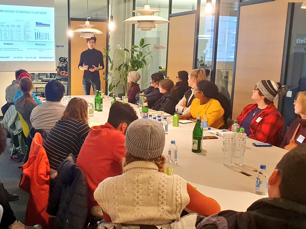 DigitalHubMs's tweet photo. Today, a delegation of the @UMNews has visited the #DigitalHub as part of the "Climate Municipalities" partnership with @muenster_de and @WirtschaftNRW. Elias from Startup #Kerith gave a pitch of their #EnergyTransformation business. https://t.co/x64YEd3fpI