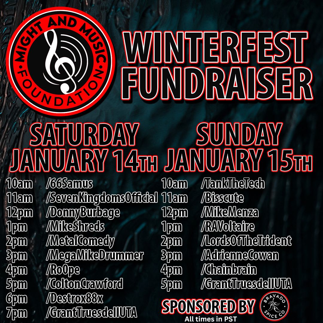 DestroX88X's tweet image. This weekend join me for #MightandMusicWinterfest – a 2-day festival raising money for youth programs!
 @mightandmusic has a mission to help young musicians reach their potential and make a lasting impact on their communities and the world!

Tune in &amp;amp; make a difference!