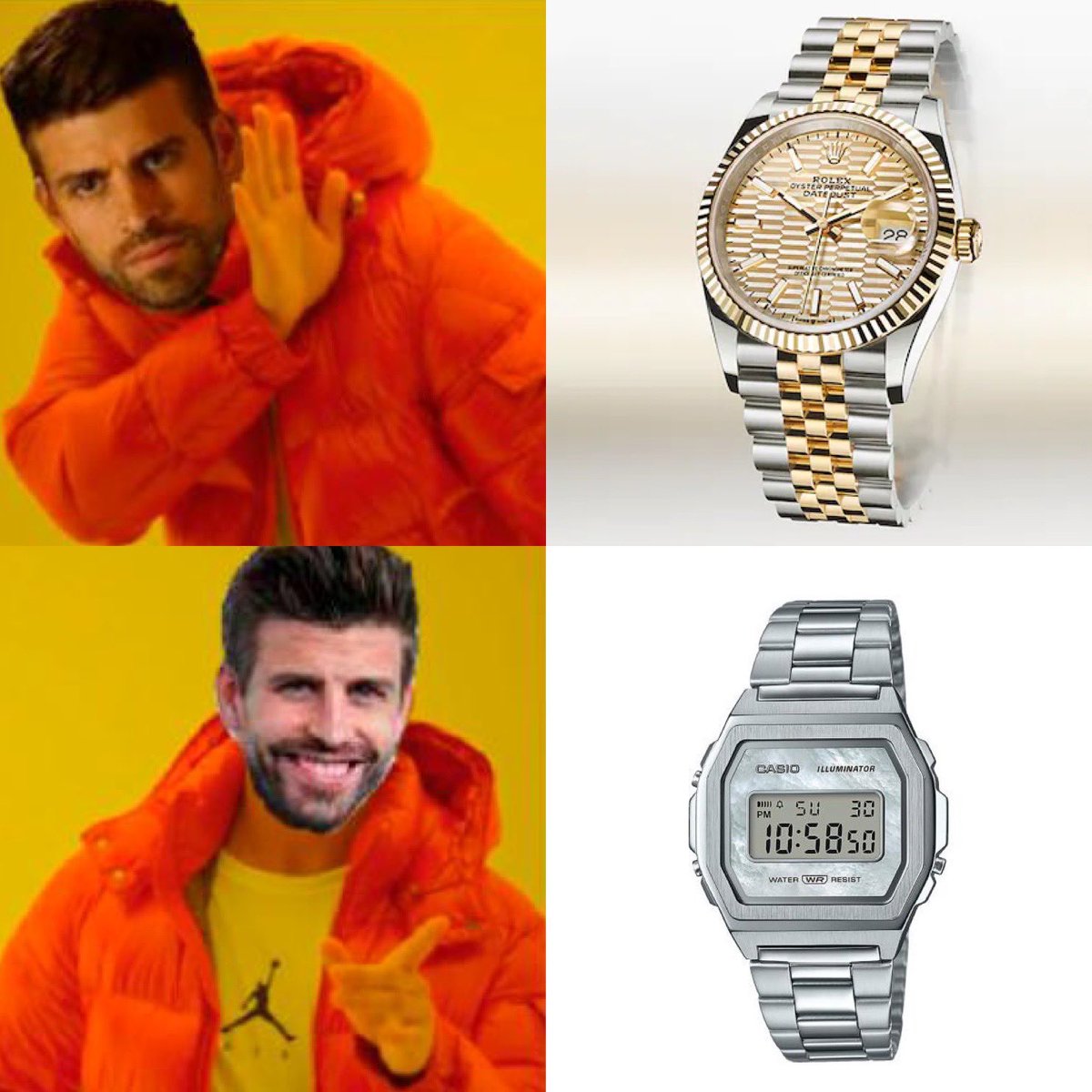 soloensivar1's tweet photo. Memes que puedes oír despues de escuchar la session de BZRP y Shakira 😂 #casio #rolx #shakira #bzrp #meme #soloensivar https://t.co/fJxdziYG45