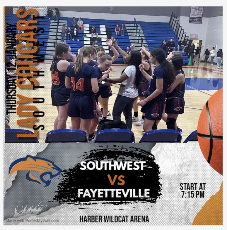 Southwest Lady Cougars Basketball (@ladysouthwest) on Twitter photo IT’S GAME DAY, Y’ALL!!!🧡🤍
7/8 Girls vs Elmwood @ Rogers- 5:30pm
9th Girls vs Fayetteville @ HarBer -7:15pm IT’S GAME DAY, Y’ALL!!!🧡🤍
7/8 Girls vs Elmwood @ Rogers- 5:30pm
9th Girls vs Fayetteville @ HarBer -7:15pm