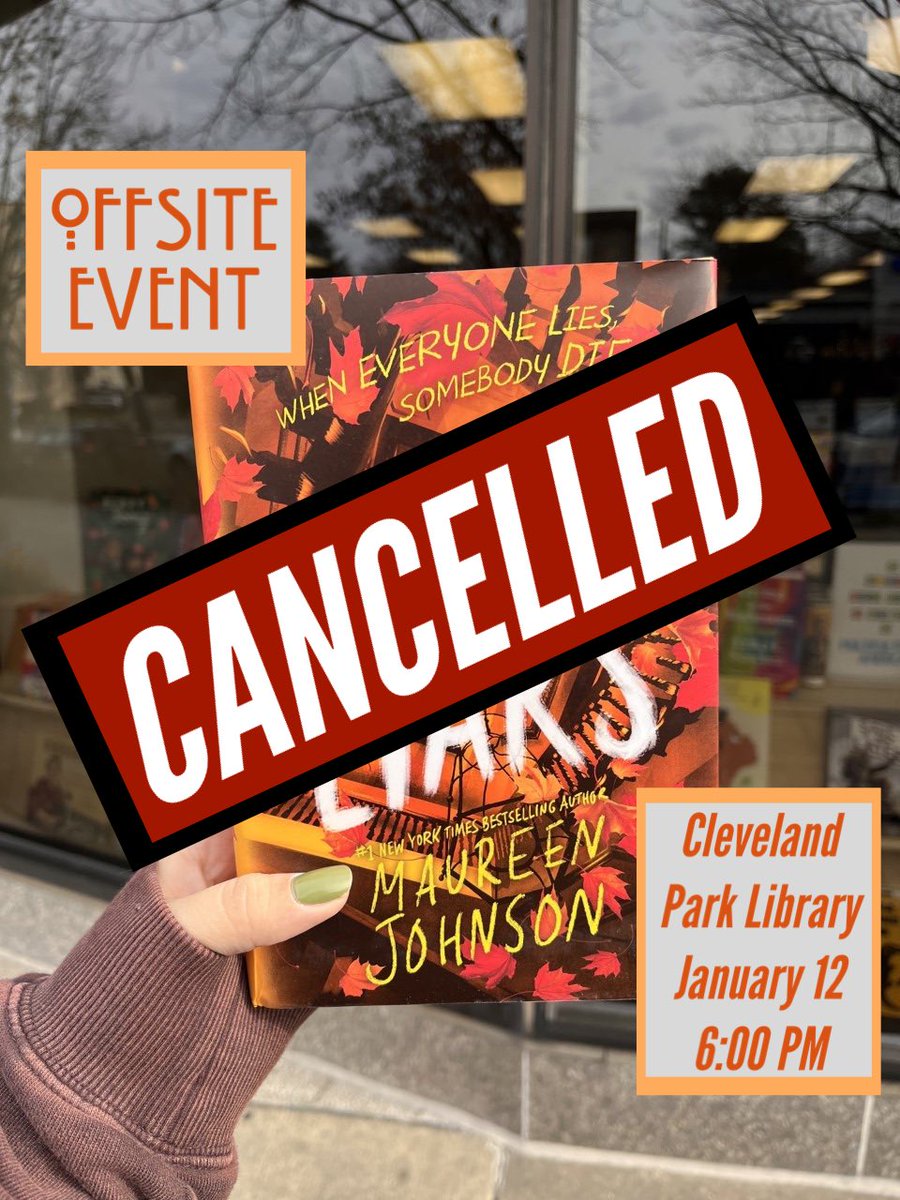 P&P Kids and Teens📚 (@kidsandprose) on Twitter photo Due to unforeseen circumstances, the Maureen Johnson event has been cancelled, we are wishing <a href="/maureenjohnson/">Maureen Johnson</a> the absolute best! ❤️❤️ Due to unforeseen circumstances, the Maureen Johnson event has been cancelled, we are wishing <a href="/maureenjohnson/">Maureen Johnson</a> the absolute best! ❤️❤️