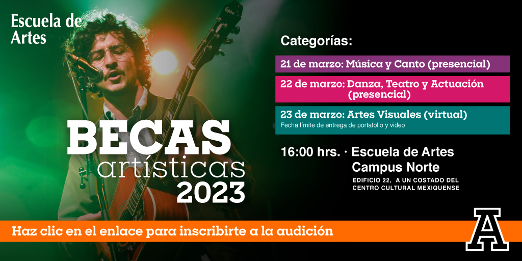 #Aviso ¡Tu talento artístico te pude llevar muy lejos! 🤩

Participa en la convocatoria de becas 2023 en las categorías de música, canto, danza, teatro, actuación y artes visuales 

Conoce las bases dando clic en la siguiente liga👇

anahuac.mx/mexico/Escuela…

¡No te quedes fuera!