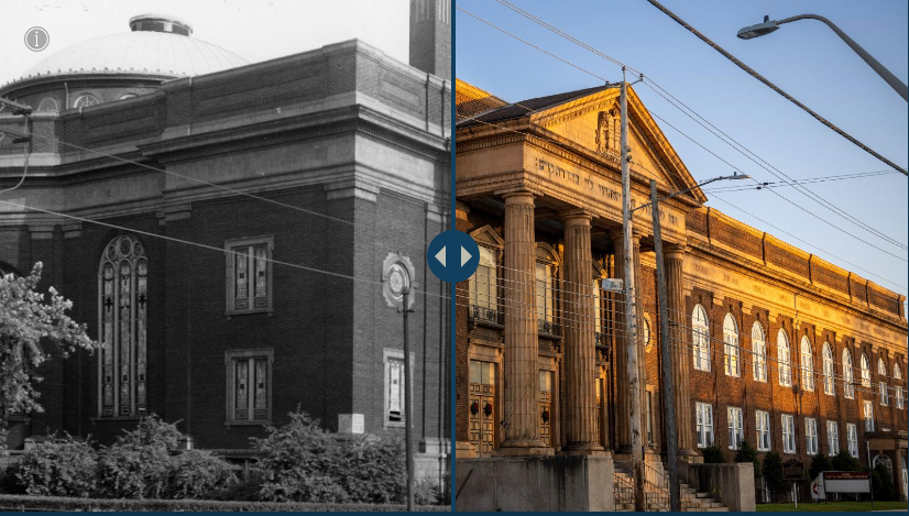 CuyahogaCounty's tweet photo. New elements on the story map include the addition of a timeline of Dr. King’s visits to Cuyahoga County, historical comparison photos, a revamped modern look and more.
Below, Cory United Methodist Church in Glenville, 1947 and today.
#MLKDay #MLKWeekend2023 #MLK https://t.co/eqY1jkPctf