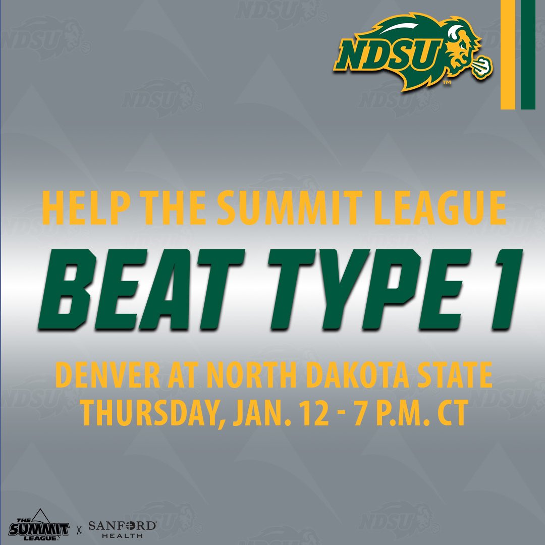 TheSummitLeague's tweet photo. .@NDSUwbb is helping us and @SanfordHealth increase awareness to #BeatType1 Diabetes tonight against Denver‼️
 
Learn more about #BeatType1 ➡ https://t.co/akSh4oXhe0
 
#ReachTheSummit x #March2TheSummit https://t.co/Yt9SkDBTXF