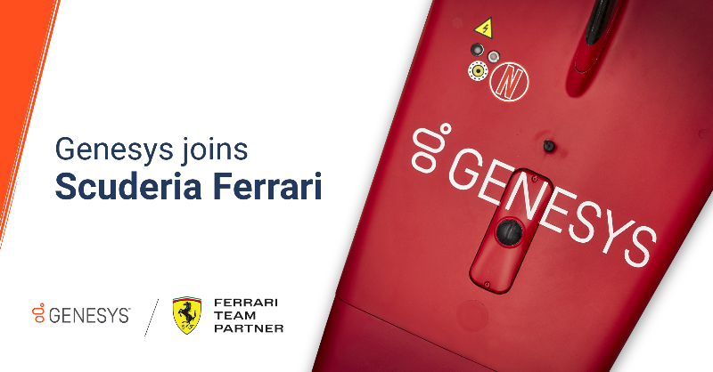 Genesys's tweet photo. We’re excited to be an official Team Partner with @ScuderiaFerrari and the @FerrariHypercar program starting in the 2023 race season.✨👊