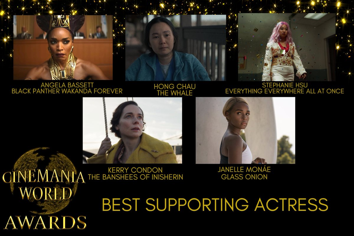 5th Annual #CinemaniaWorldAwards Nominations!

'Best Supporting Actress'

#AngelaBassett for #BlackPantherWakandaForever 
#HongChau for #TheWhale
#StephanieHsu for #EverythingEverywhereAllAtOnce 
#KerryCondon for #TheBansheesofInisherin 
#JanelleMonáe for #GlassOnion

Vote below!