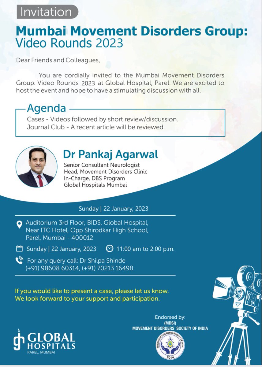 Glad to announce the much awaited repeat: Mumbai Movement Disorders - Video Rounds 2023!- clinical Neuroscience focused on Case-based Learning, from Phenomenology to genes, and Rx. Diverse cases, great new info, excellent learning + fellowship+networking with colleagues