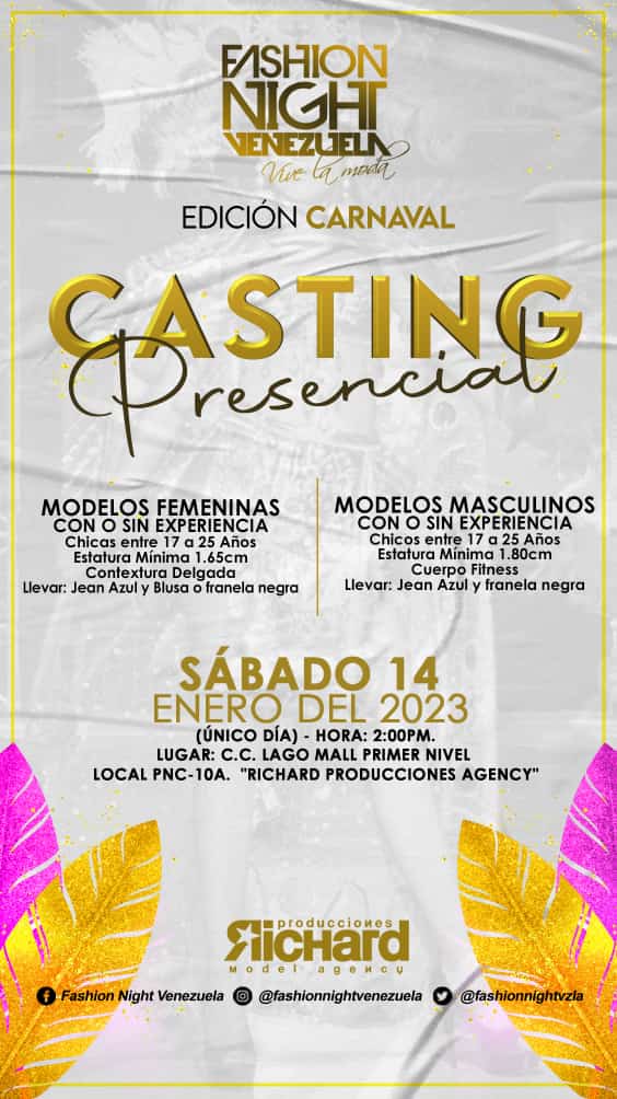 richardprod's tweet photo. 🎬#CASTINGPRESENCIAL

 ¿Quieres ser parte del FASHION NIGHT VENEZUELA 2023 ? #Ed
https://t.co/iUbnOvljaj https://t.co/29MkPPGKGG