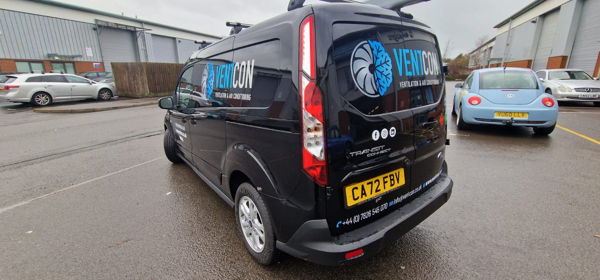 EliteSigns's tweet photo. From design to reality for #ventcon's new #fordconnect van with colour matched printed #vehiclebranding for a clean &amp; professional look. 

@BSGAUK 
@Metamarkuk 
@printMAXuk https://t.co/NSFP4kP5D4