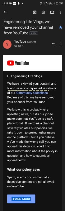 AroundHack's tweet photo. Dear @TeamYouTube
@YouTubeCreators @YouTube 
My channel has been terminated without any reason,I think this has been done by mistake.
My channel didn't have any CG strike or Copying claim. Please review my channel. @TeamYouTube
Please reply
Channel link:- https://t.co/c08UqyWnIU https://t.co/rOeETc8leG