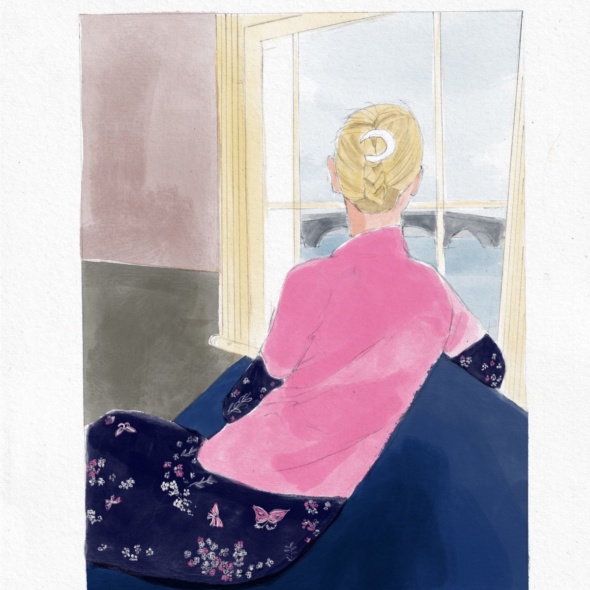 Kateseptember's tweet photo. Same image, two different styles. #windowgazing #art #artistsontwitter https://t.co/5siGgmAk5m
