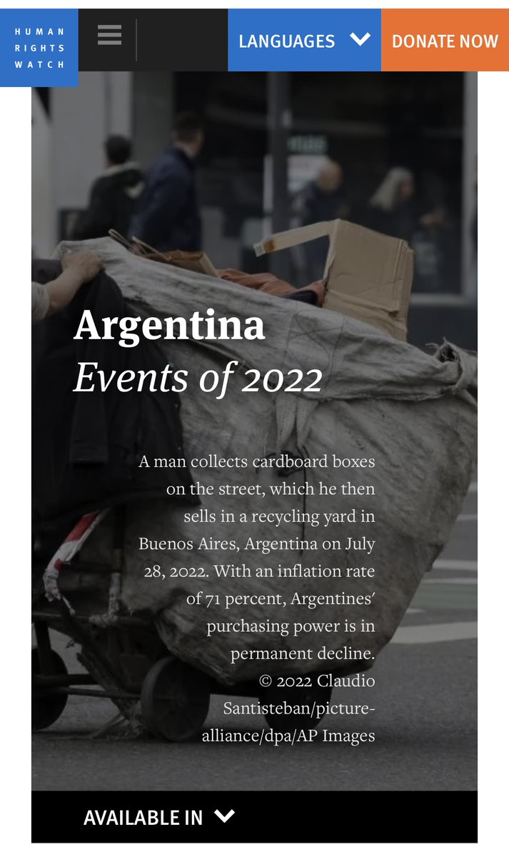 Analia_Marsella's tweet photo. #Argentina | Puntos destacados del informe #2023 del organismo de #DerechosHumanos Human Rights Watch @hrw: injerencias indebidas del Presidente y Vicepresidente condenada por #corrupción en el Poder Judicial, afectación de la #LibertadDePrensa y #LibertadDeExpresión, #Pobreza. https://t.co/XLqKgZqmpK