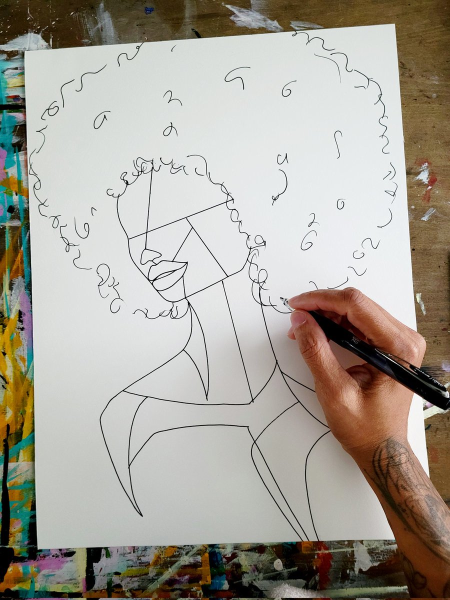 jilliansuzanneA's tweet image. Yo yo my peoples. Quick GM and a quick wip share of my Afro queen. This bish is going to be STUNNING ‼️🖤🤍#wipart #afros