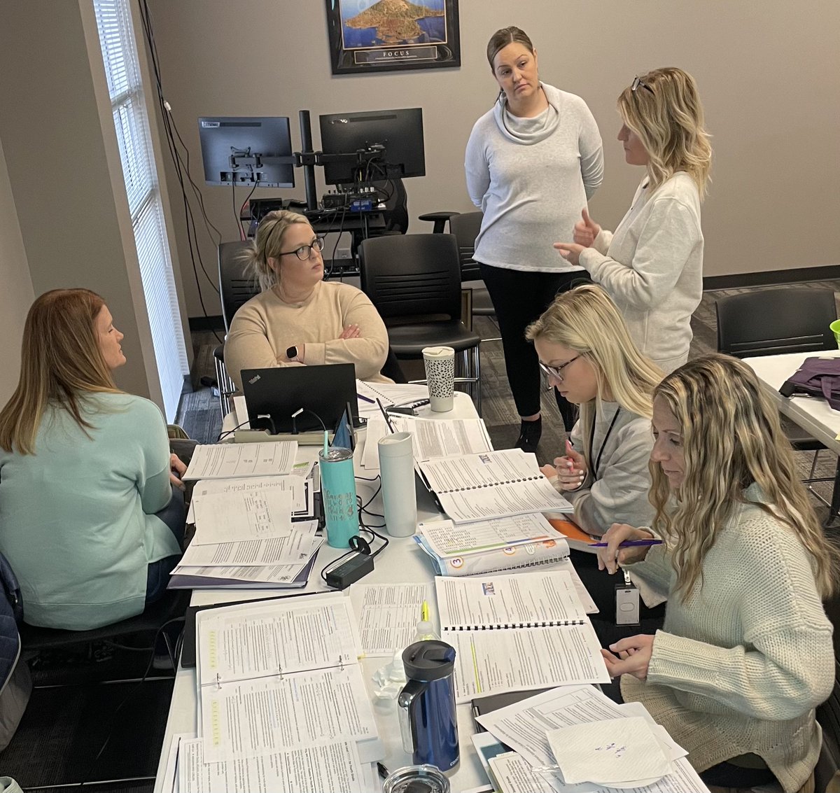 ksmtss's tweet photo. Elementary teachers in @USD416 are spending valuable time digging into the KS math standards today and connecting those from grade to grade! Exciting work for Louisburg students & teachers. Go Wildcats! #mathstandards https://t.co/pzhcYtcoTy