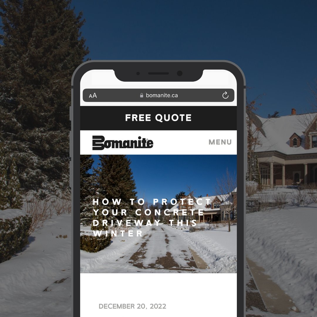 BomaniteToronto's tweet photo. Harsh Canadian winters are rarely kind to your beautiful concrete driveway ❄️ 

Read our newest blog post for some basic care and maintenance recommendations to minimize the impact winter will have on your concrete driveway or sidewalk! 

🔗 https://t.co/h9N7hVeugh https://t.co/xpVXftkkvP