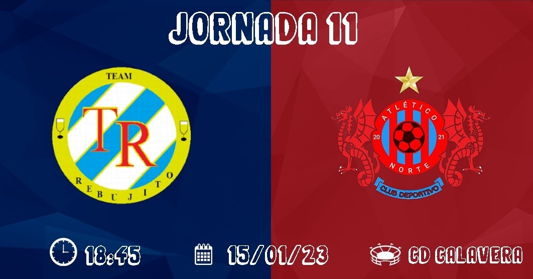 TeamRebujito's tweet photo. JORNADA 11: Una jornada más, es una jornada menos. Nos enfrentaremos a uno de los favoritos para ganar el título este domingo

🕒18:45
🗓️15/01/23
🏟️CD CALAVERA. https://t.co/Rnzx3wAPMM