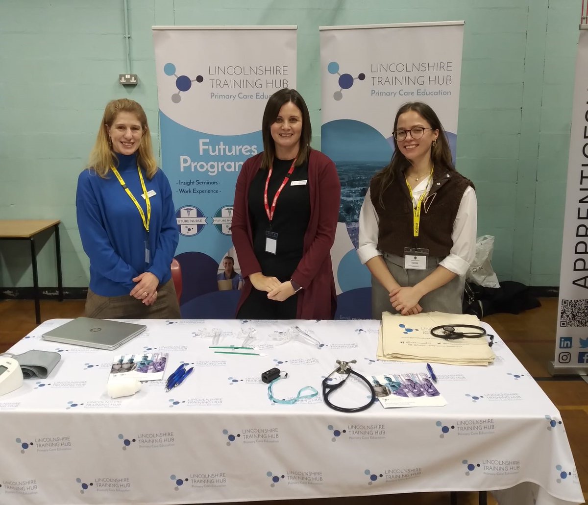 Ruth, Stacey and Ruta have attended the Lincoln Christ's Hospital School careers fair today to encourage students from year 9 to take up a career in healthcare. #healthcare #careersfair #primarycare