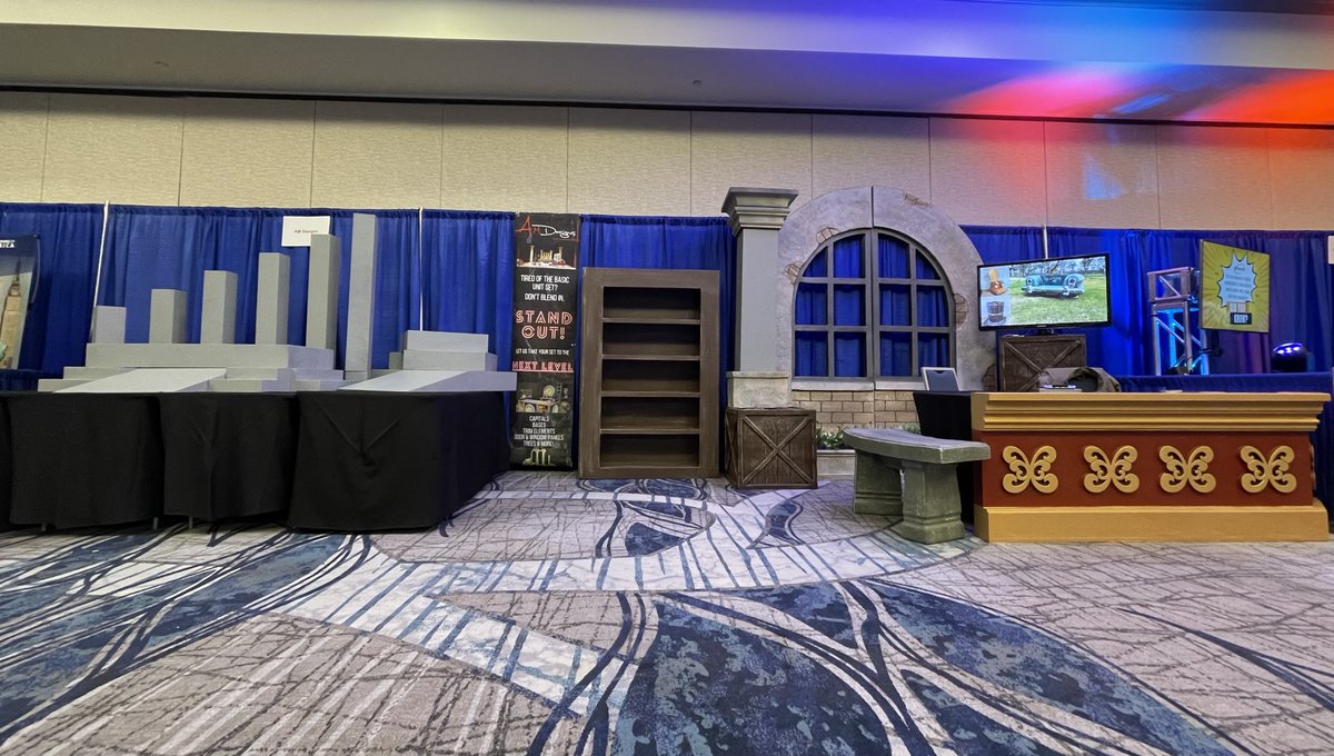 amdesigns_tx's tweet photo. TTEC we are HERE!! 🤩

Make sure to stop by and see Aaron! Let us take your set to the NEXT Level!!! #AMDesigns #OAP #CustomProps #theatre #ttec2023 #texasthespians https://t.co/ud34FG2DGt