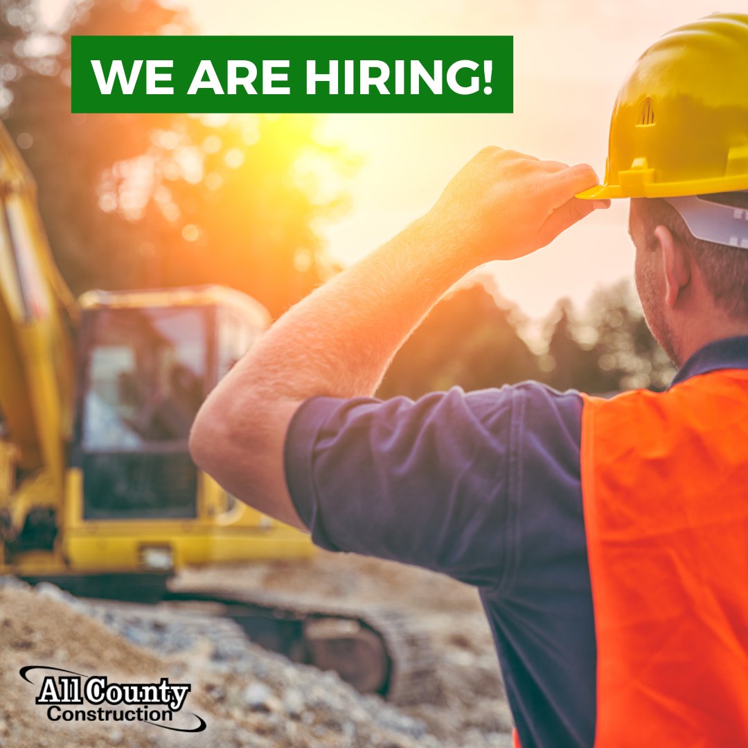 We are hiring! All County is looking to fill road construction and paving job positions. With many positions available, if you or anyone you know who is experienced and looking for work, give us a call at (315) 589-8661

We are excited to meet you. contact us!
 
#allcounty