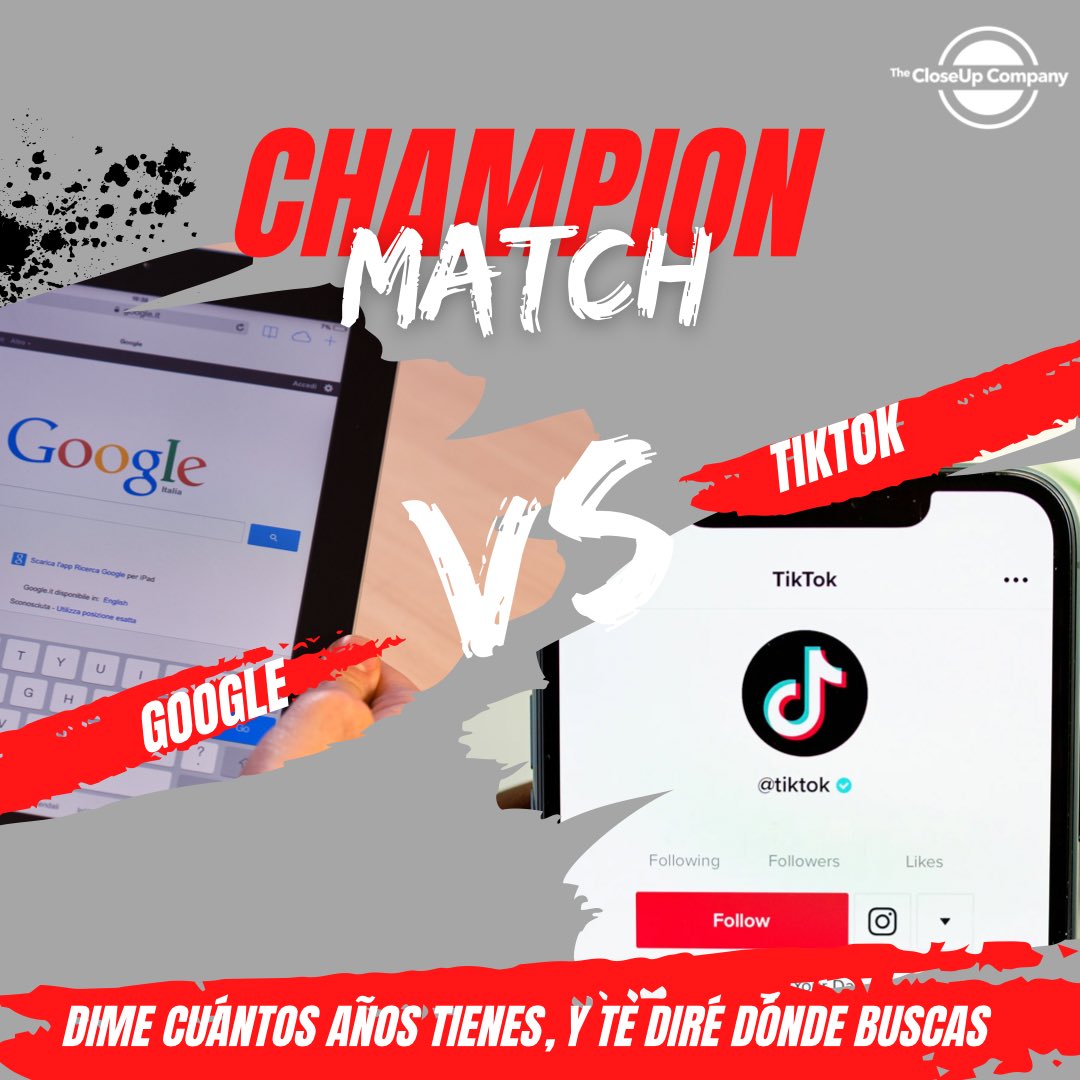 CloseUpCompany's tweet photo. 🔴 #HazCloseUp en #marketingdigital 💻
#SabíasQué... Según estudios internos de Google, el 40% de los usuarios entre 18 y 24 años prefieren buscar recomendaciones en redes sociales como Tiktok o Instagram. 
La razón es que buscan formatos más visuales como el video y las fotos. A https://t.co/KHcctD4Do0
