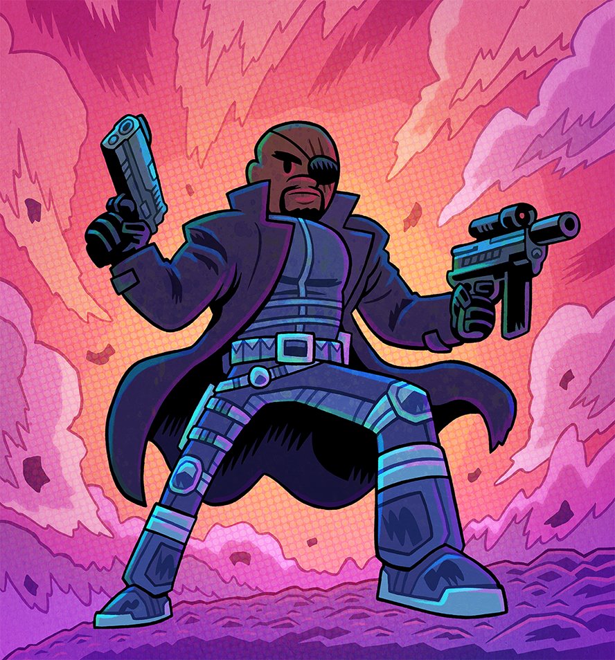 「Mysterio and Nick Fury for  」|Dan Hippのイラスト
