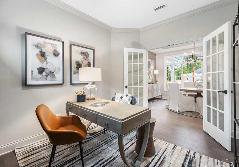 KRIDesign's tweet photo. We love a chic and sophisticated home office and the French doors create the perfect harmony for this stunning look. 
.
#interiormerchandising #homestyle #interiordesign #cozy #style #character #chandelier #neutral #comfortableliving #modelhome #art #marylanddesign #uniquedesign https://t.co/qkEEZSrUV2