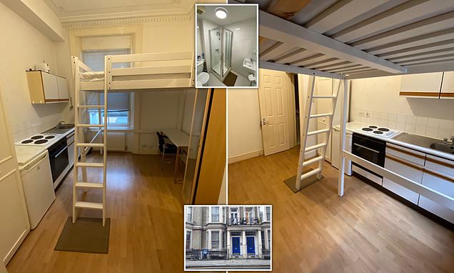 Treehausreviews's tweet photo. Studio with raised bed &amp; ladder beside the fridge is on the market for £1,250pm. The 'home' in Kensington, west London, has no room for a living area, sofa or television.

Read more 👉 https://t.co/RwwOWtoJnM 

#landlord #rent #studio #costofliving #tenant #enoughisenough https://t.co/JD2xwb8oev