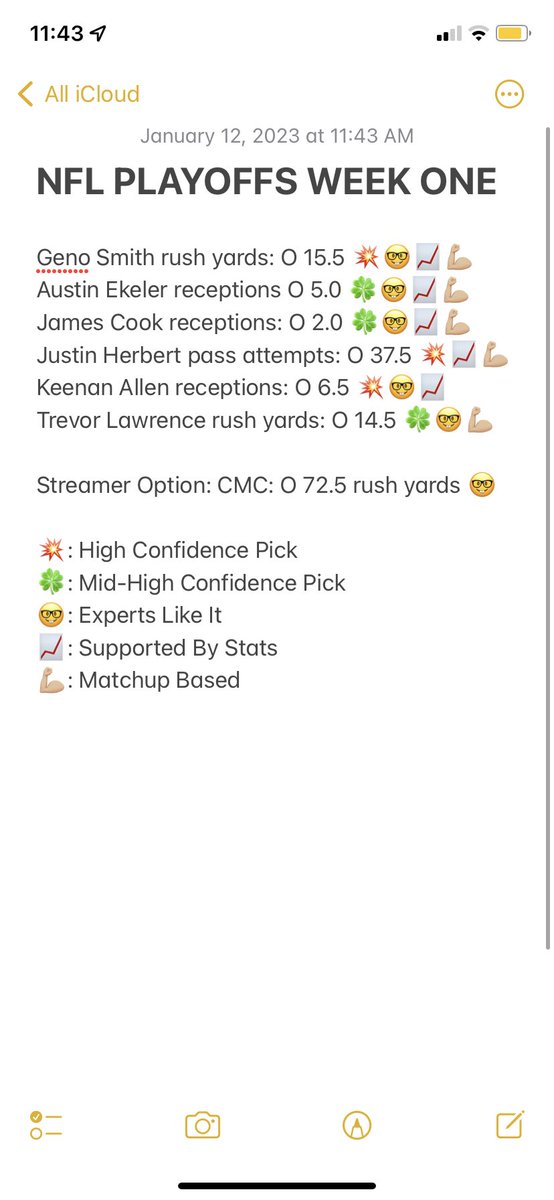 kaufman_lance's tweet photo. •NFL Playoffs Player Props Week 1 🏈•Mix and Match These FREE Picks 📈•Let’s Cash On These Plays🔥🍞💰 #SportsGambling #PlayerProps #PrizePicks #prizepicksnfl #UnderdogFantasy #NFL #nflprizepicks #sportsbettingpicks https://t.co/O2MANdCGon