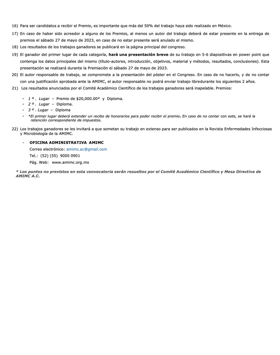 AMIMC8's tweet photo. CONVOCATORIA TRABAJOS LIBRES XLVII CONGRESO AMIMC 2023 https://t.co/nKIKAhDbHy
