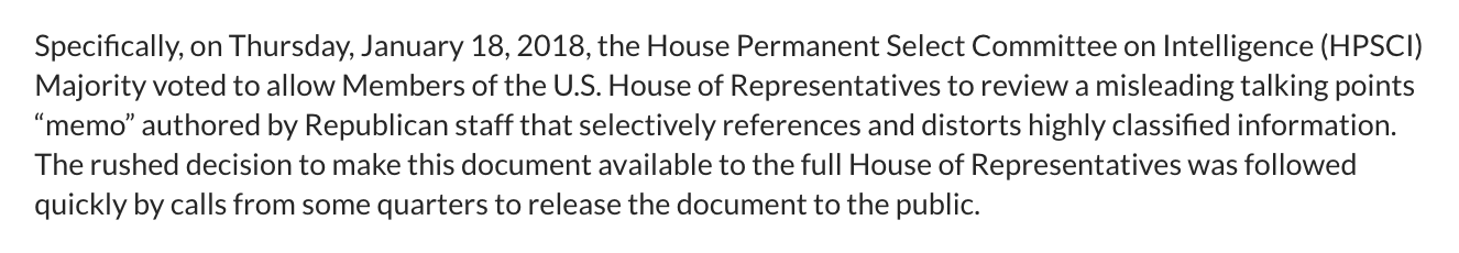 9b.  Feinstein/Schiff said the Nunes memo "distorts" classified information, but note they didn't ca
