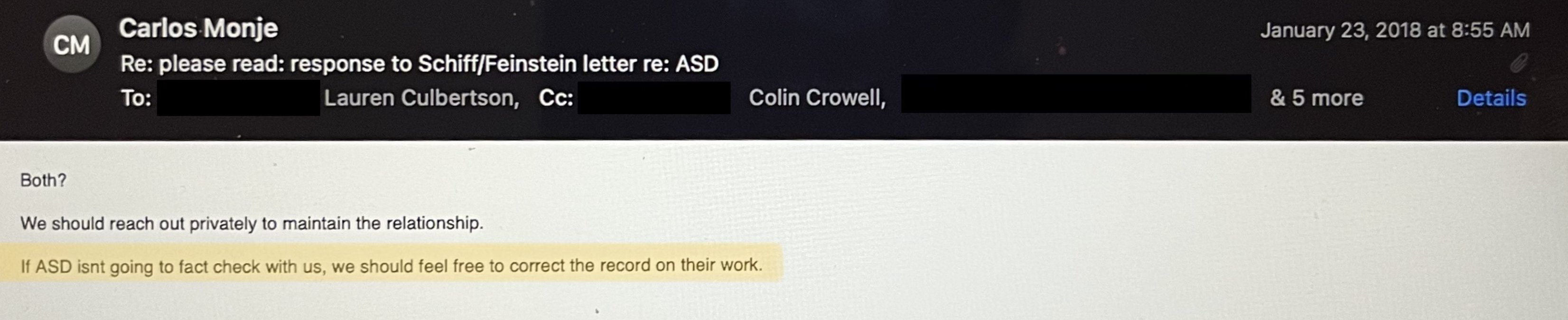 16.“If ASD isn’t going to fact-check with us, we should feel free to correct the record on their wor