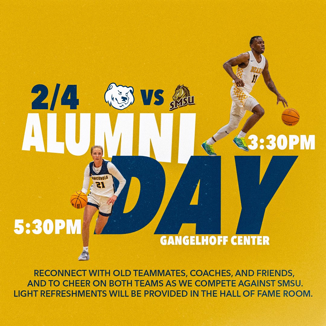 🚨CALLING ALL ALUMNI !! 🚨

Come join us in an afternoon full of activities and a very good game against SMSU! 

RSVP to Coach Matt Fletcher - mfletcher@csp.edu 

#CSPFAMILY