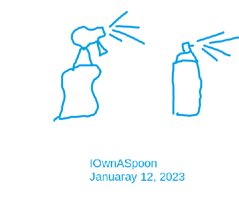 OwnSpoon's tweet photo. @FortniteGame back bling concept: a spray bottle/spray can, and every time you hit something with your pickaxe, or everytime you get a kill, it sprays, you could even make it so when you get an elimination, it will spray your last used "spray" on the ground or a wall https://t.co/4pNgtpnzUq