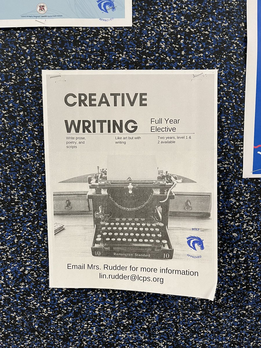 LightridgeEng's tweet photo. The (friendly) war continues between @FritzEducation and Mr. Greentree for elective superiority on the 1500 bulletin board. So many English electives to choose from! @Lightridge_LCPS https://t.co/YOSGiXsz2z