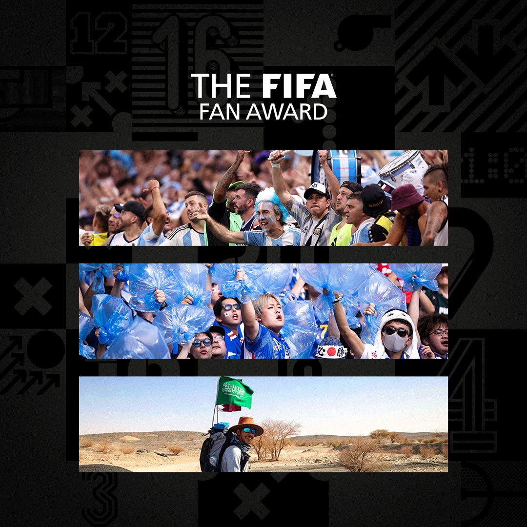 Fil Demokratisk parti interview FIFA World Cup on Twitter: "#TheBest FIFA Fan Award Nominees: 🙌 Argentina  fans 🙌 Abdullah Al Salmi 🙌 Japanese fans cleaning stadiums Cast your vote  on FIFA+ 👉 https://t.co/MNlVBYs3bk" / Twitter